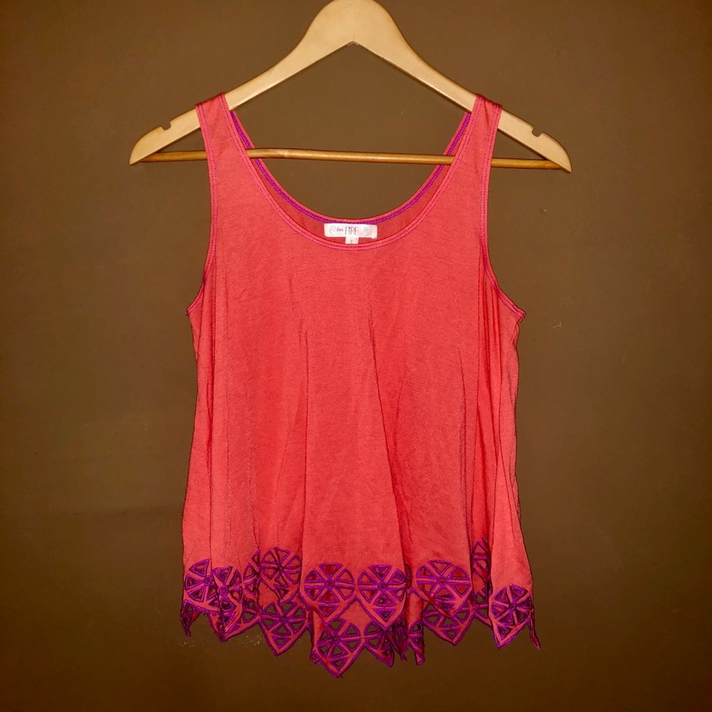 love. FIRE Purple Detailed Cropped Tank-Top